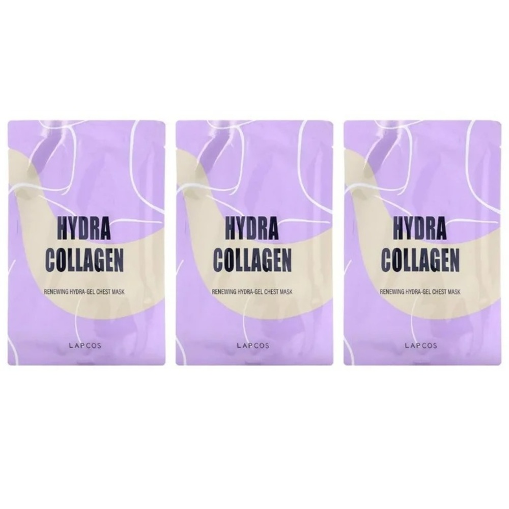 Lapcos nwt Hydra Collagen, Renewing Hydra-Gel Chest Beauty Mask, 3 Sheets